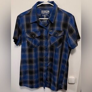 Dixxon Suicidal Tendencies Blue Black Plaid Button Short Sleeve Bamboo Shirt LG